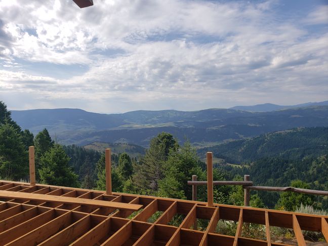 View from a home during construction at the top of Quinn Creek, Clyde park, Mt