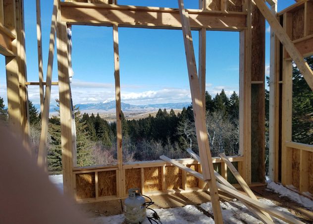 Balloon framing of a window overlooking the Gallatin valley